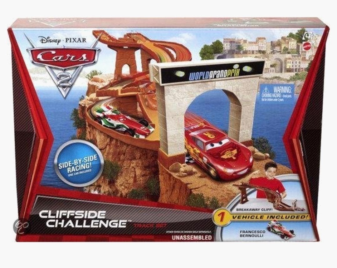 Disney Cars 2 Cliffside Challenge racebaan(zonder auto/doos), Overige merken, Zelf te bouwen, Ophalen of Verzenden, Handmatig