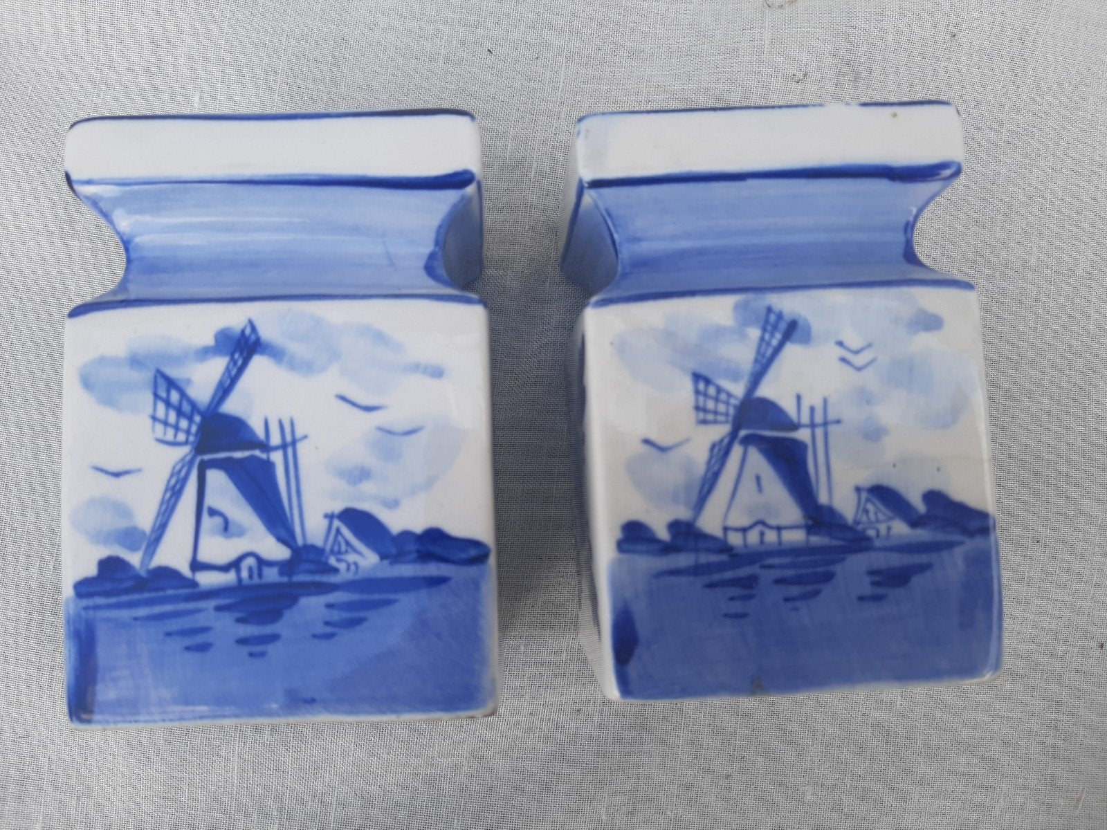 2 kleine delfs blauwe spaarpotjes, Ophalen of Verzenden, Gebruikt
