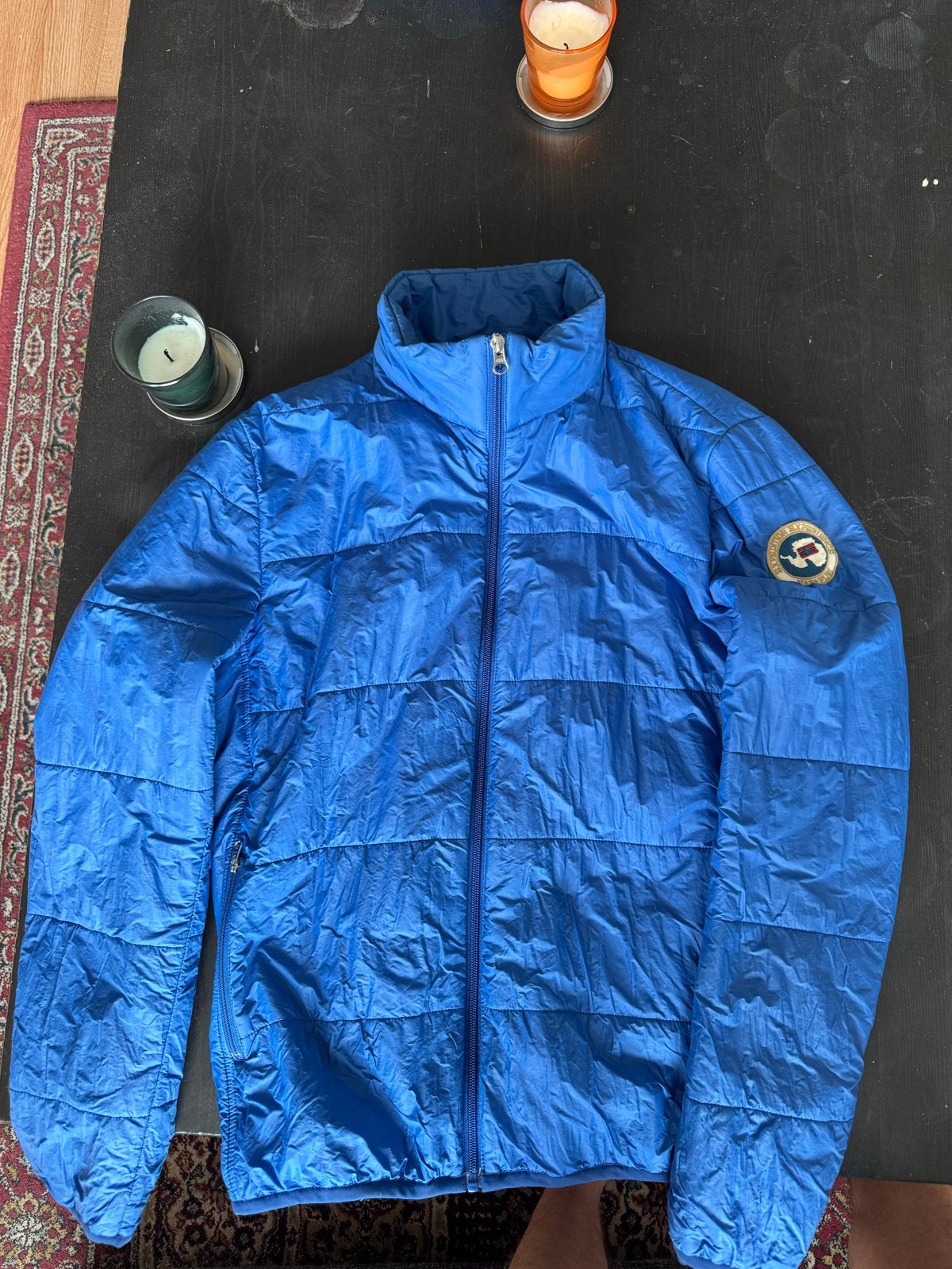 Napapijri Puffer Jas Maat M - Blauw, Ophalen of Verzenden, Zo goed als nieuw, Maat 48/50 (M), Blauw