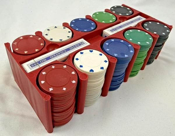Casino Texas Hold'em Pokerset 200 poker chips Metalen blik, Hobby en Vrije tijd, Gezelschapsspellen | Bordspellen, Verzenden, Onbekend