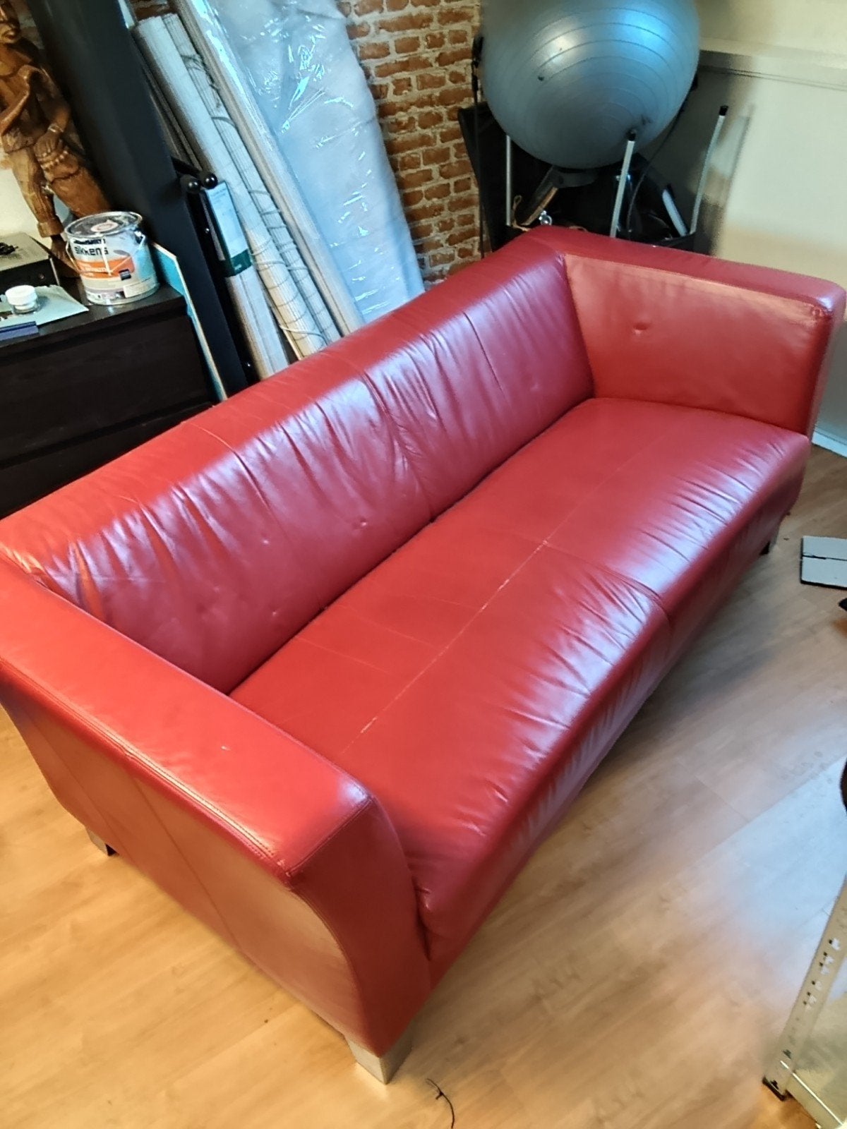 leren bankje, Huis en Inrichting, Ophalen, Gebruikt, 150 tot 200 cm, Tweepersoons