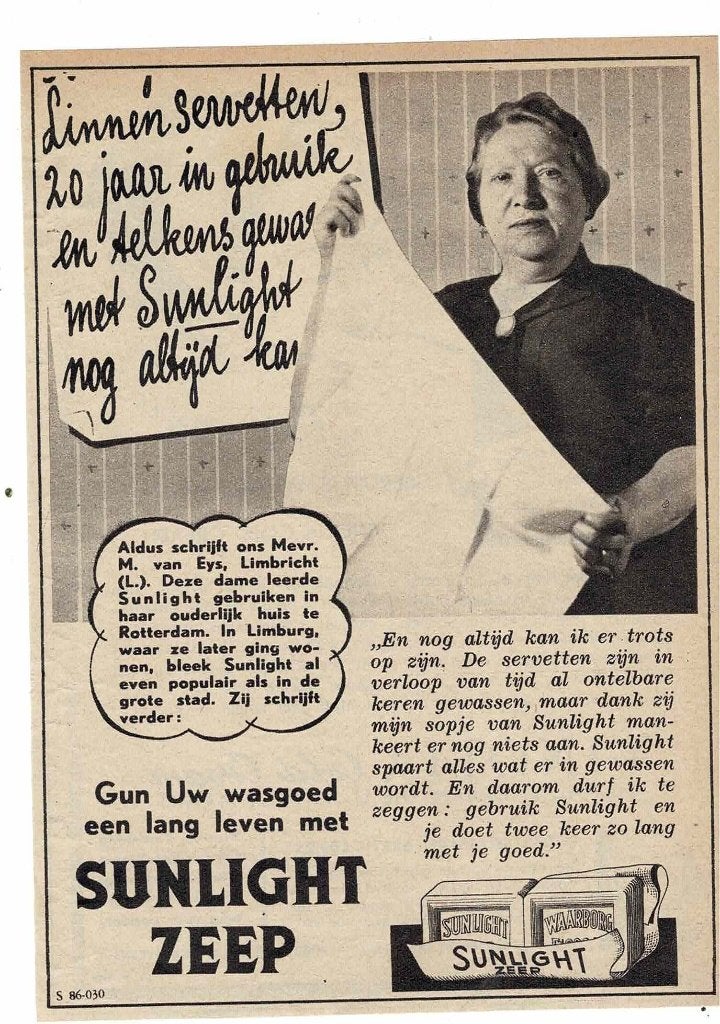 Linnen servetten 20 jaar oud en gewassen met SUNLIGHT ZEEP, Verzamelen, Verzenden, Zo goed als nieuw, Overige typen