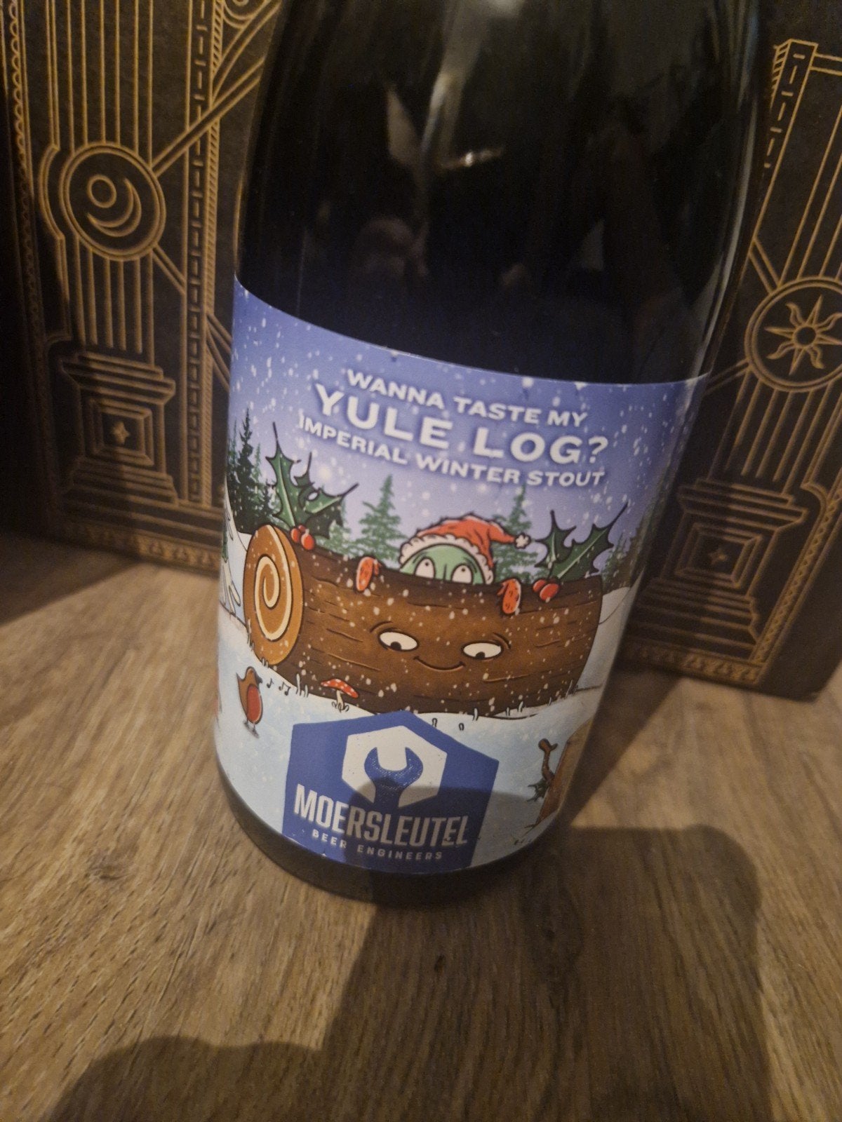 Moersleutel - wanna Taste My Yule Log?, Verzamelen, Biermerken, Ophalen of Verzenden, Gebruikt, Reclamebord, Plaat of Schild, Overige merken