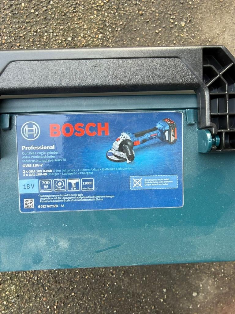 Bosch Professional GWS 18V-7 Accu Haakse Slijper Set., Ophalen of Verzenden, Nieuw, 700 tot 1000 watt, Haakse handslijpmachine