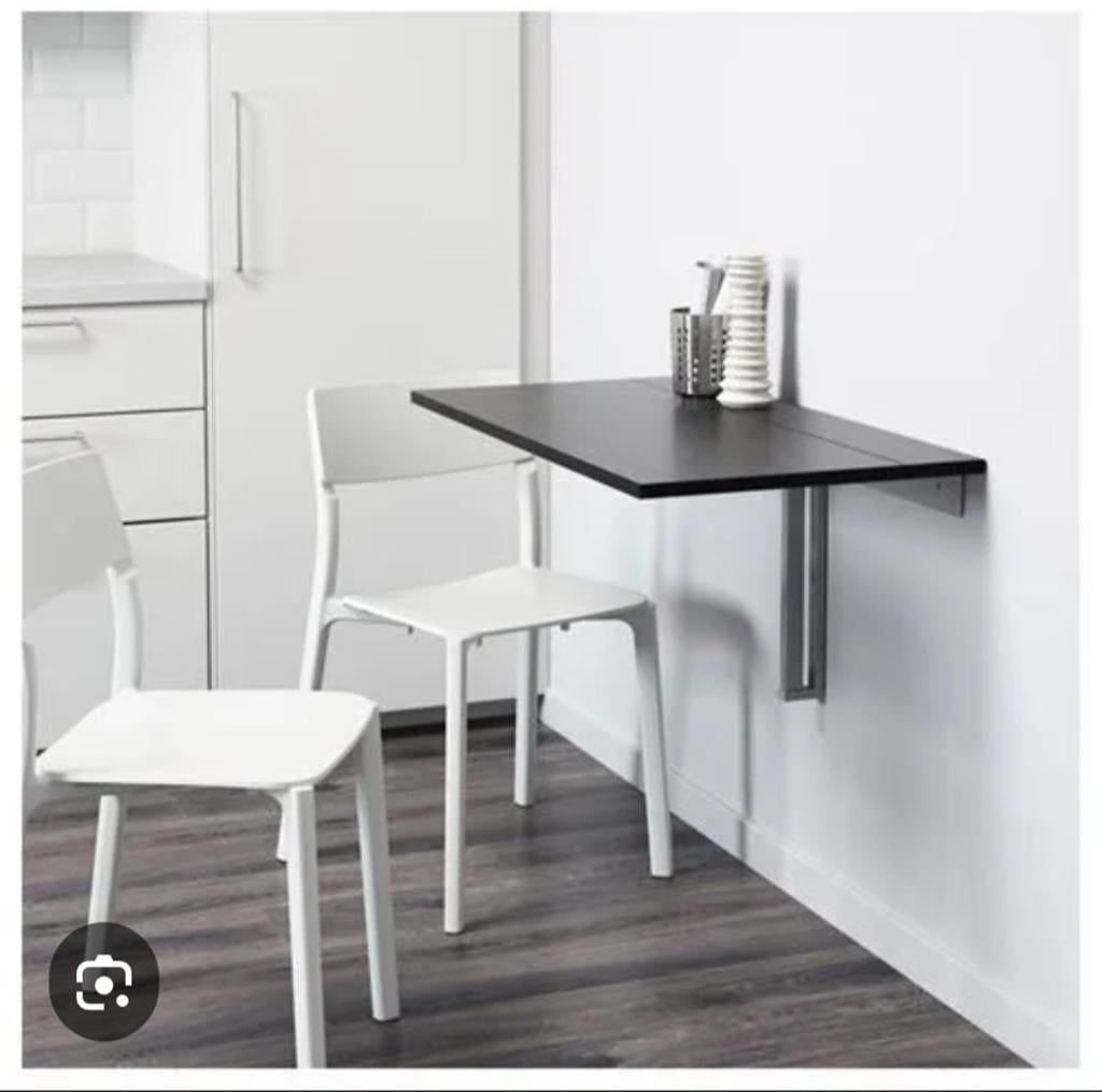 Opklapbare  wand tafel - Zwart/Bruin, Gebruikt, 50 tot 100 cm, Modern, Functioneel, Tot twee personen