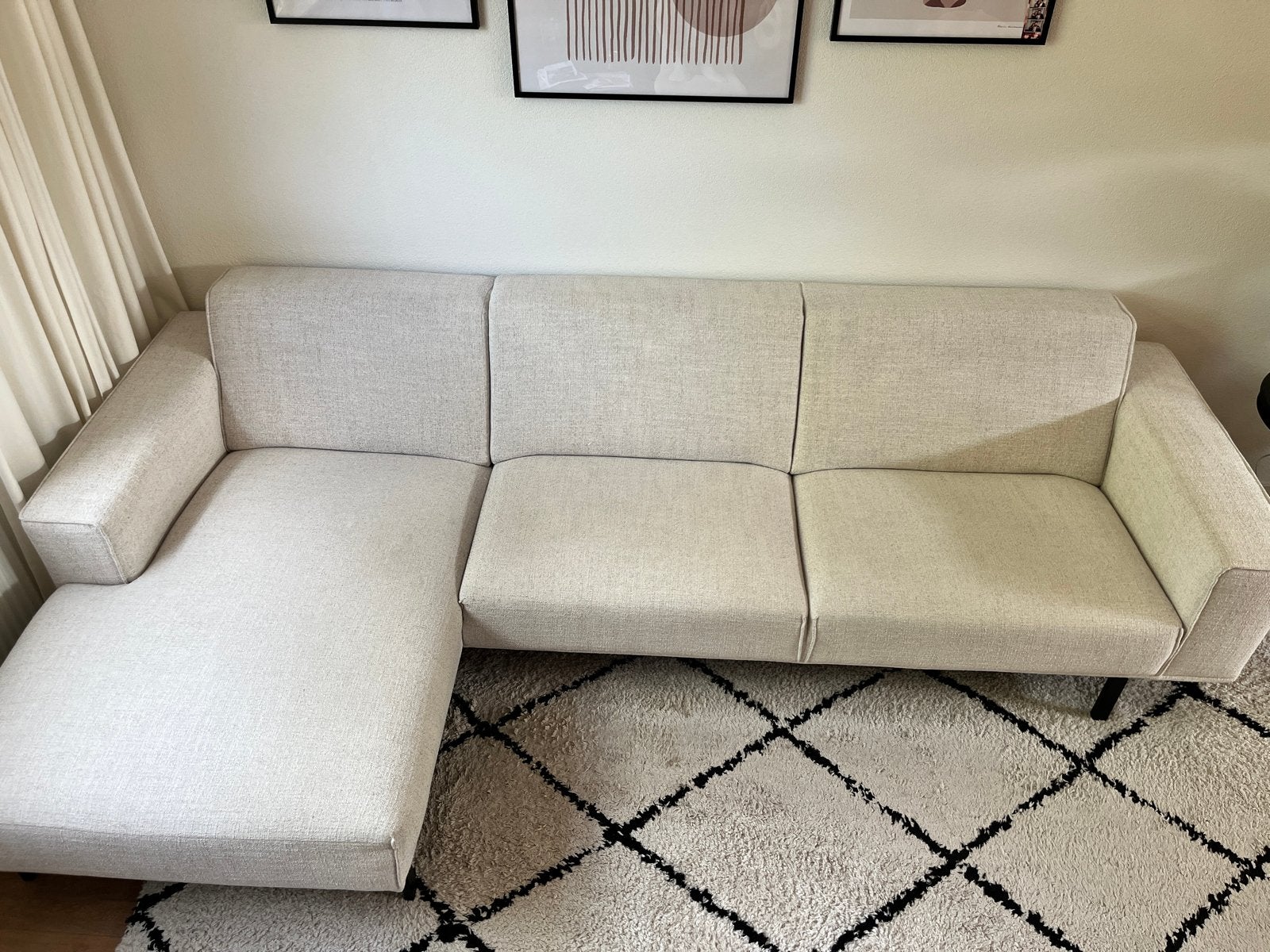 Moderne Hoekbank met Longchair, Ophalen, 250 tot 300 cm, Gebruikt, Hoekbank