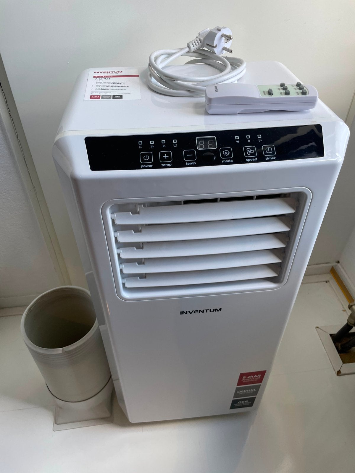 Mobiele airco Inventum 7000BTU, Ophalen, Minder dan 60 m³, 3 snelheden of meer, Zo goed als nieuw