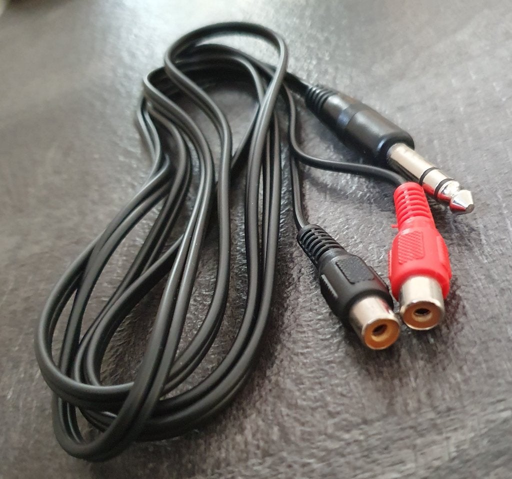 KABEL 1x Jack Stereo Male - 2x RCA Female, Ophalen of Verzenden, Nieuw, Minder dan 2 meter