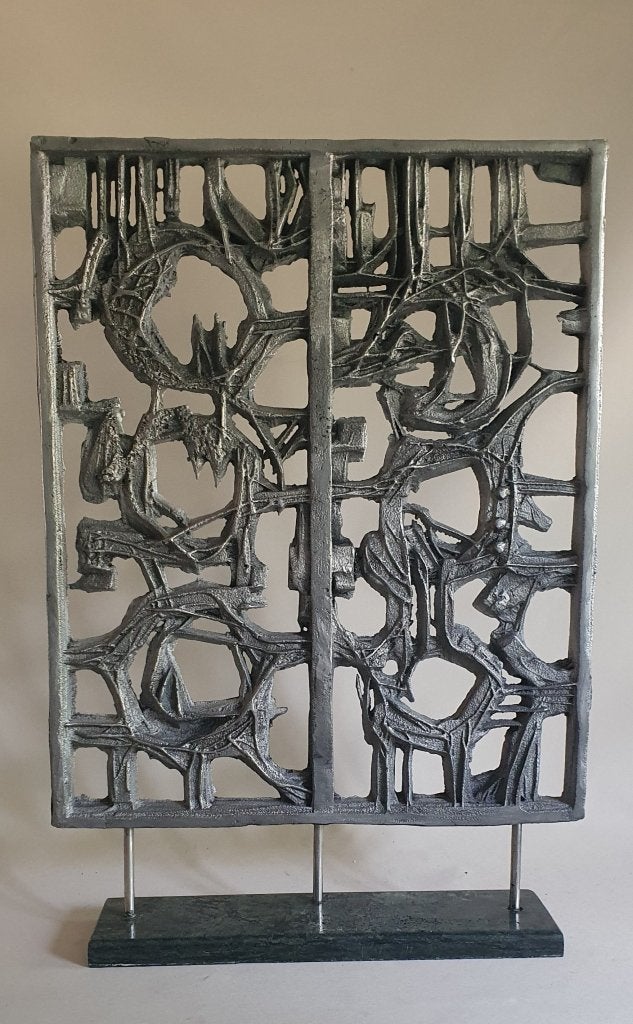 sculptuur kunstwerk brutalist design, Ophalen, Metaal