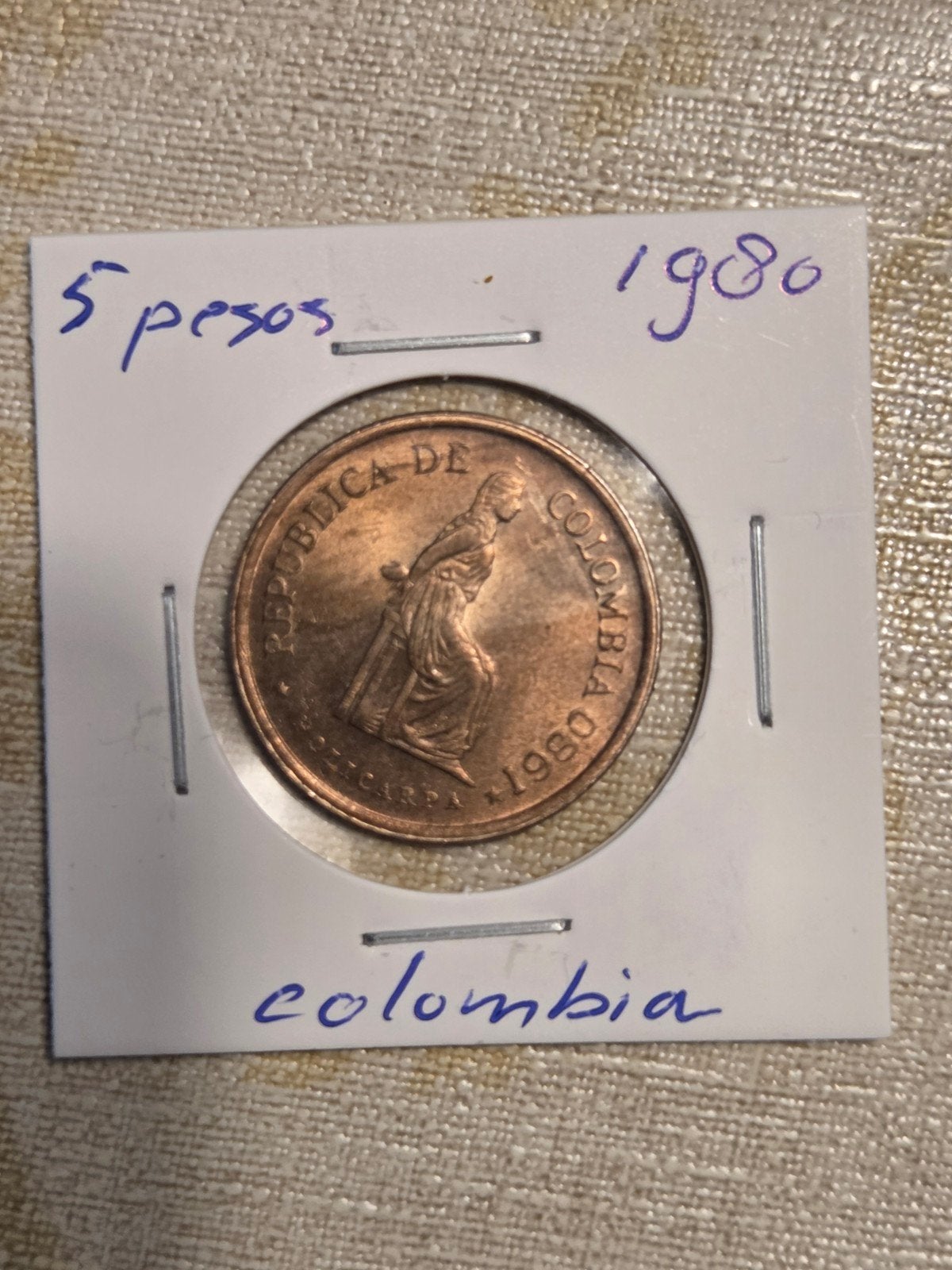 Colombia 5 Pesos munt 1980, Ophalen of Verzenden, Losse munt