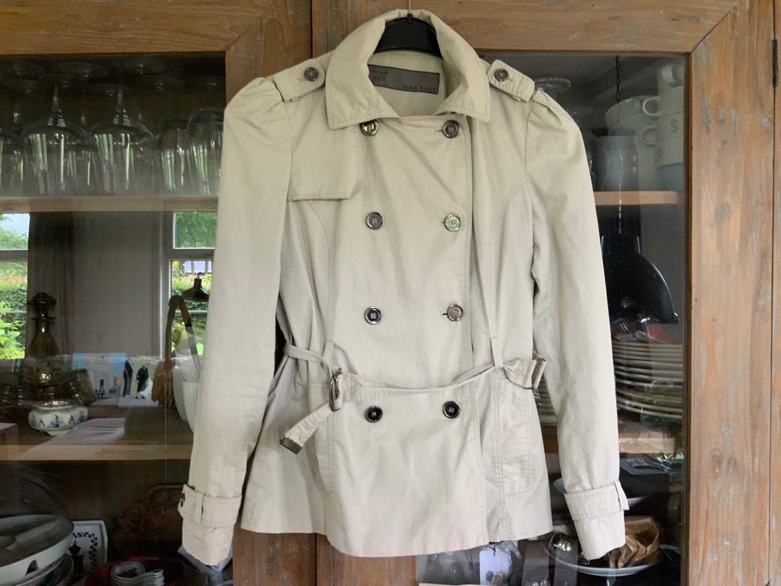Zara Basic Trenchcoat - Beige - Maat m, Ophalen of Verzenden, Zo goed als nieuw, Maat 38/40 (M), Beige