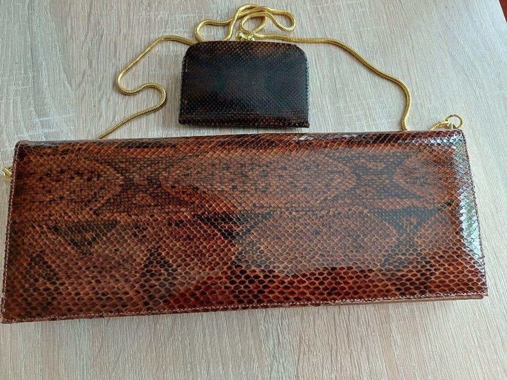 slangenleren etui, Ophalen of Verzenden, Nieuw, Bruin, Avondtasje