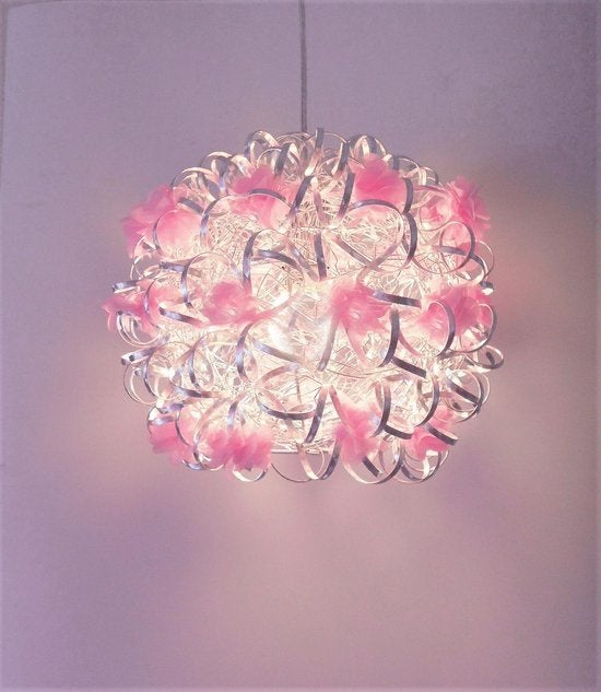 Funnylight hanglamp zilver met roze bloemen, Ophalen, Zo goed als nieuw, Overige materialen, Minder dan 50 cm