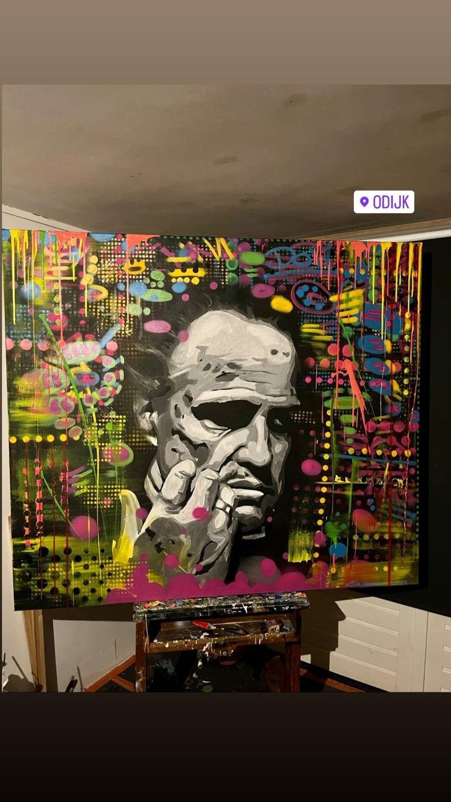 Groot en apart schilderij 'The Godfather', Ophalen, Acrylverf, Film, Handgeschilderd