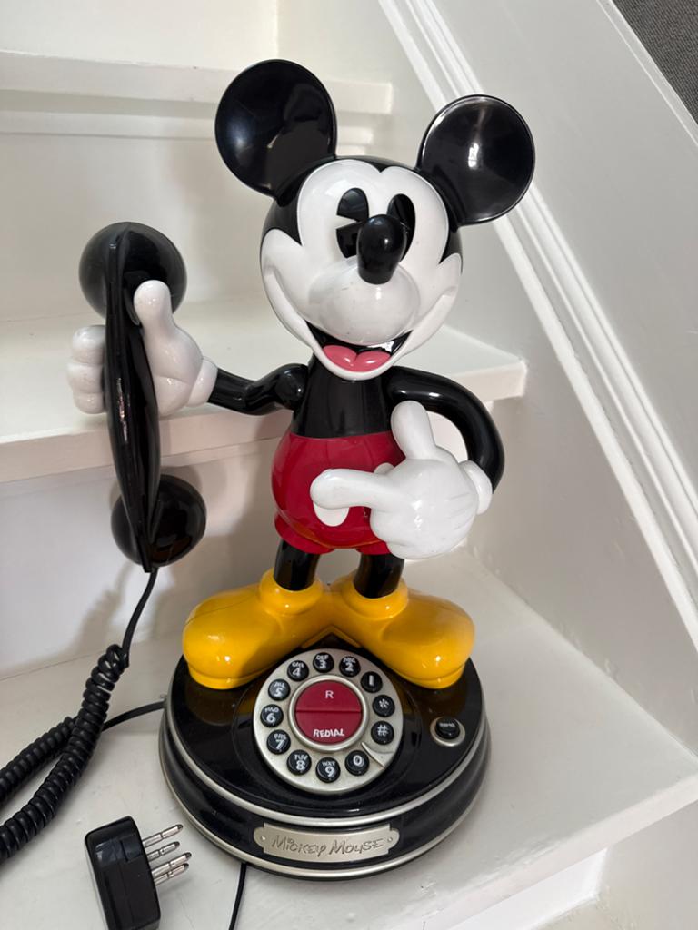 Vintage Mickey Mouse Telefoon met Draaischijf, Ophalen, Gebruikt, Met draaischijf