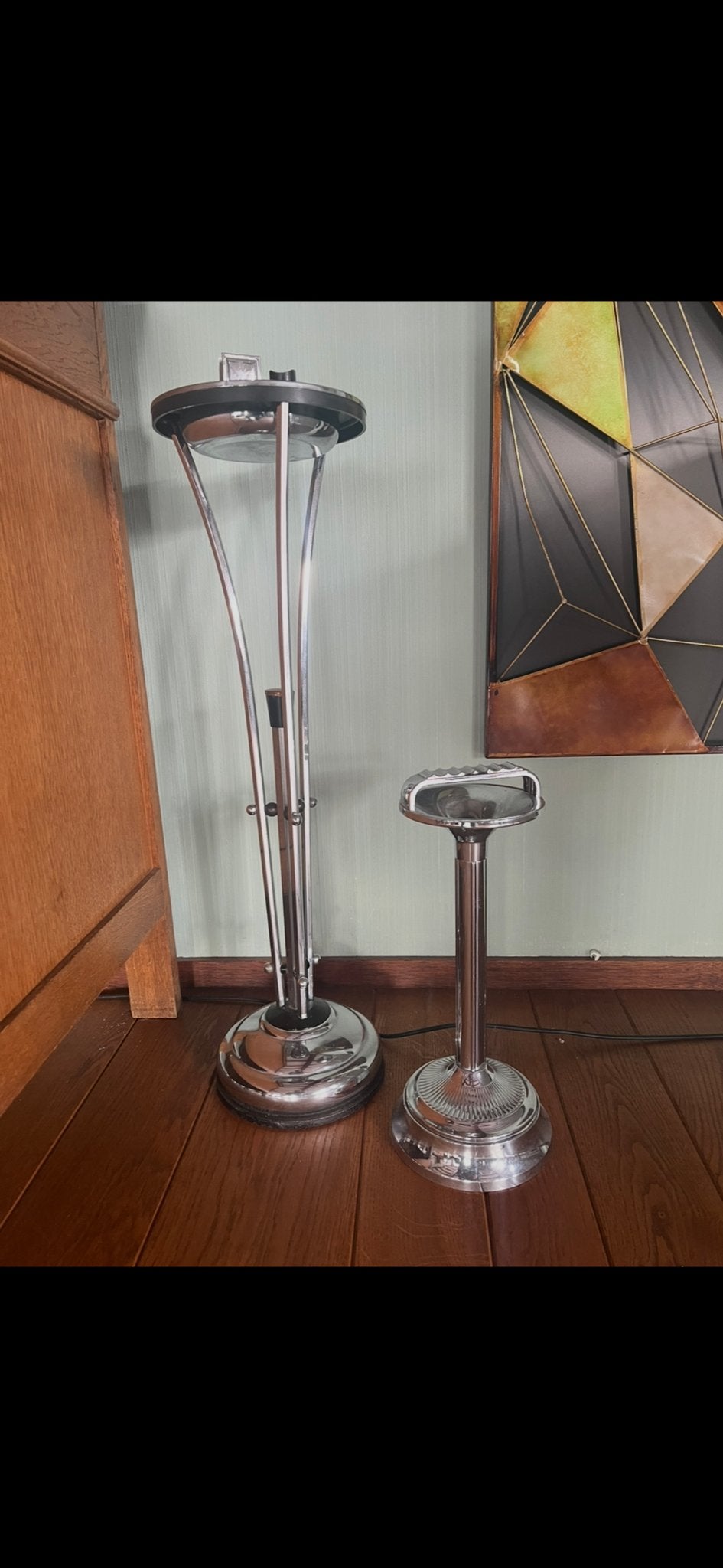 Set van 2 Vintage Staande Asbakken - Chroom Design, Ophalen of Verzenden