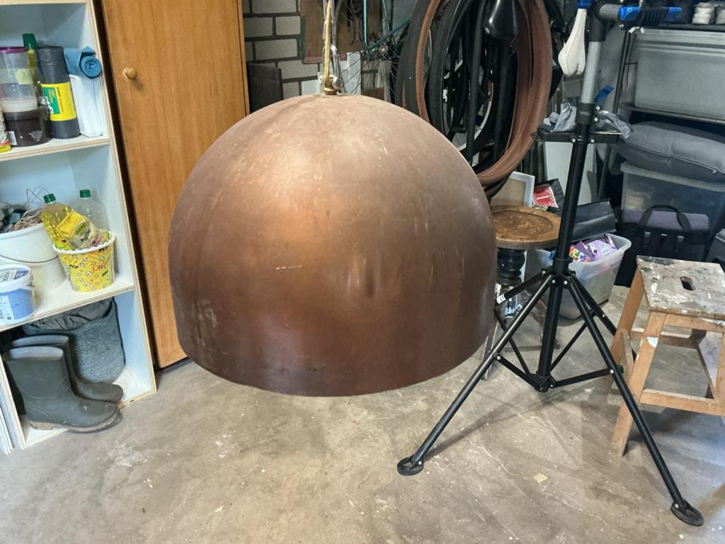 Grote koperen koepellamp - Industriële hanglamp, Huis en Inrichting, Ophalen, Gebruikt, Metaal