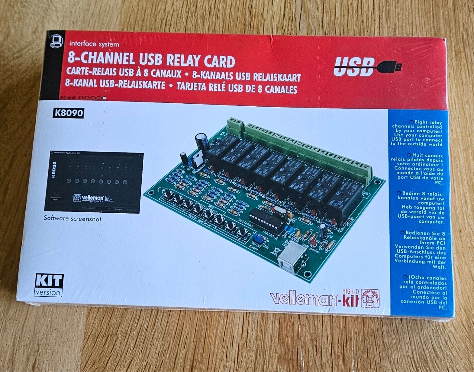 Nieuw! Velleman K8090 8-kanaals USB relaiskaart, Computers en Software, Ophalen of Verzenden, Nieuw