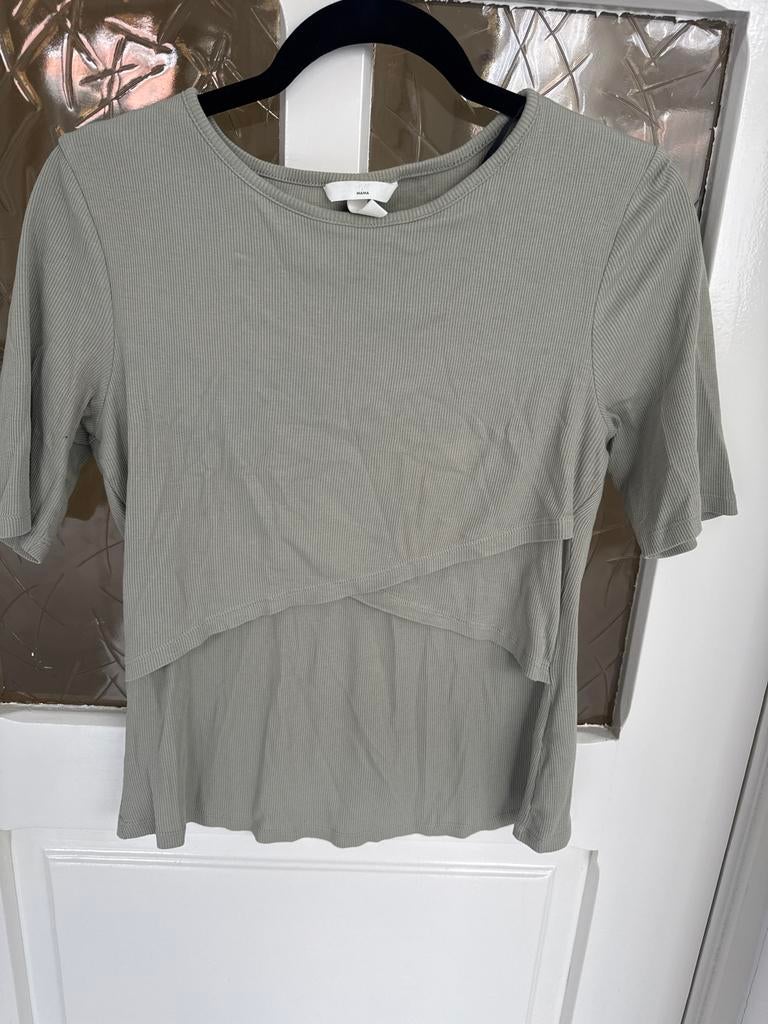 H&M Mama zwangerschapstopje maat M, Maat 38/40 (M), Zo goed als nieuw, Groen, Shirt of Top