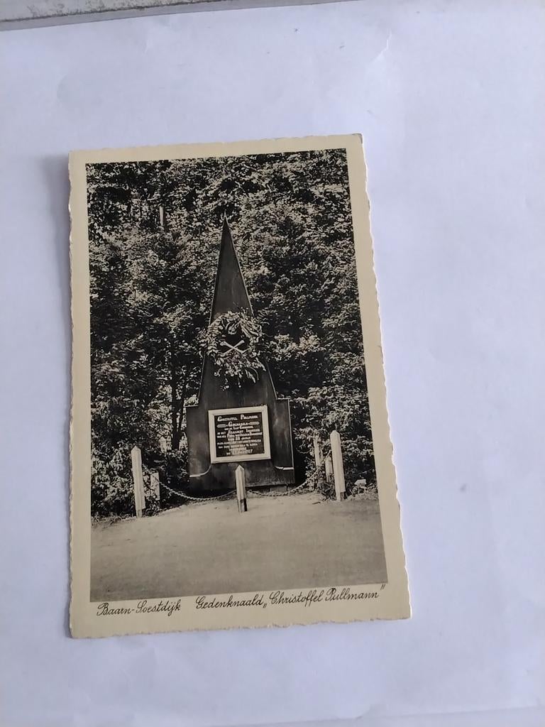 BAARN SOESTDIJK. GEDENKNAALD CHRISTOFDEL PULLMANN, Ophalen of Verzenden, Voor 1920, Utrecht