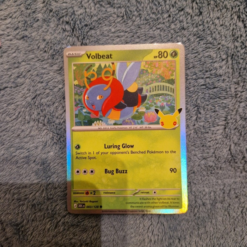 Volbeat 003/128 Pokémon 30th Celebration holo, Ophalen of Verzenden, Zo goed als nieuw, Losse kaart, Foil