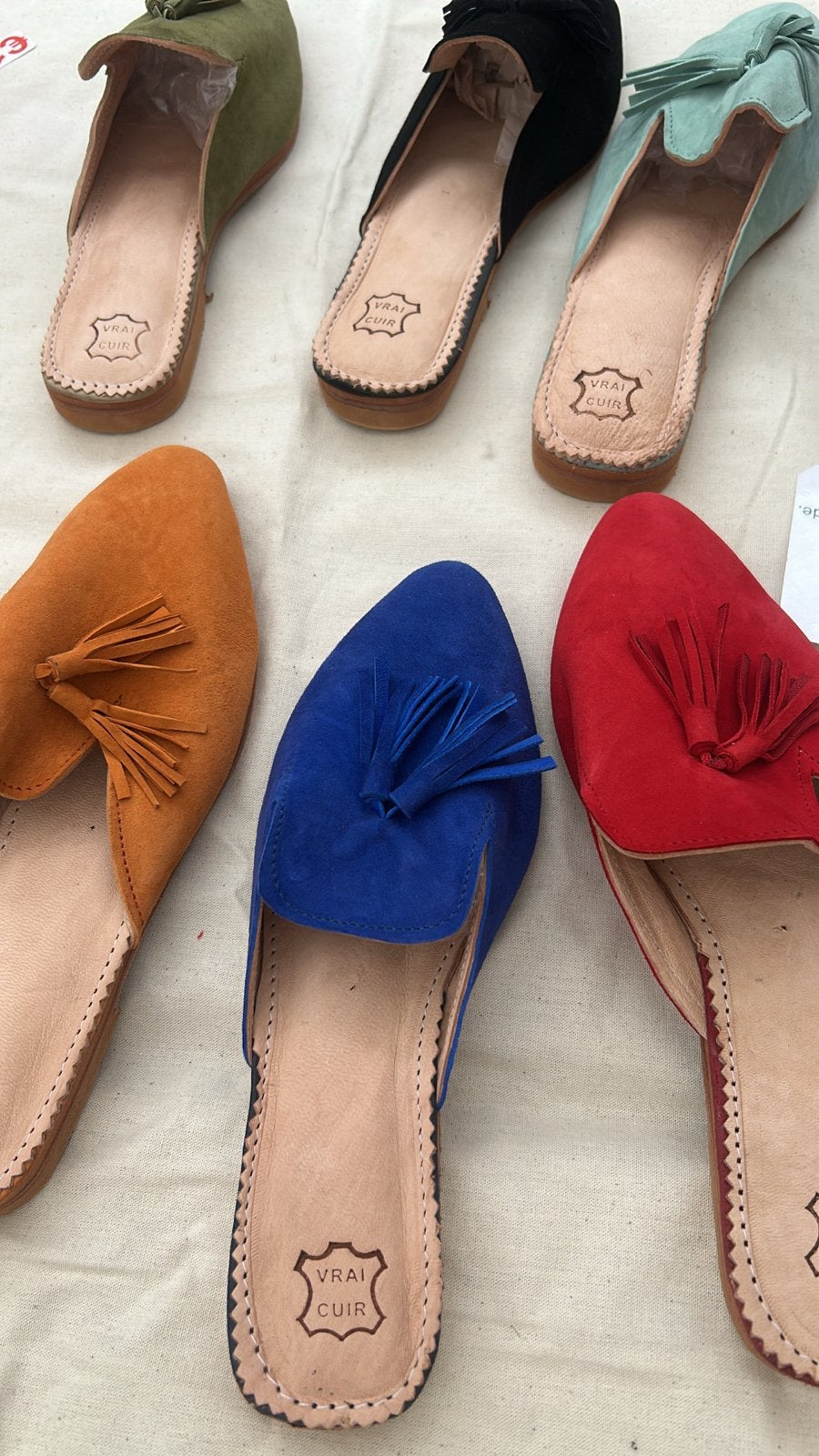 Blauwe Suède Babouche Muiltjes - Handgemaakt Marokkaans, Kleding | Dames, Schoenen, Nieuw, Sandalen of Muiltjes, Blauw, Ophalen