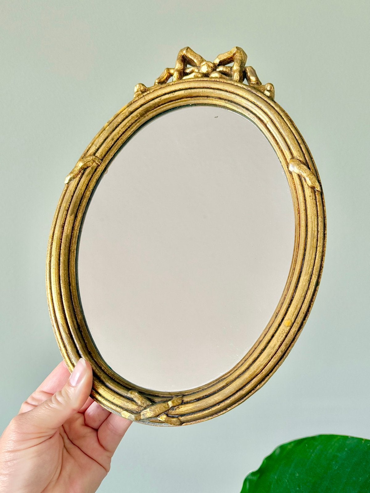 Vintage gouden wandspiegel spiegel wanddecoratie, Ophalen of Verzenden