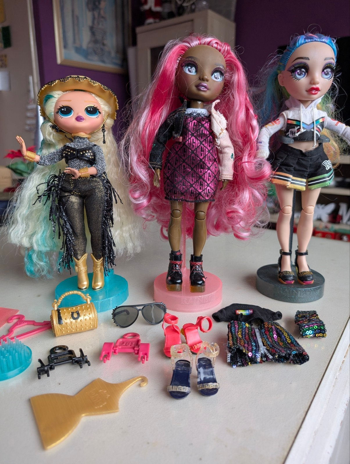 Set Rainbow High poppen met veel accessoires., Ophalen of Verzenden, Zo goed als nieuw, Fashion Doll