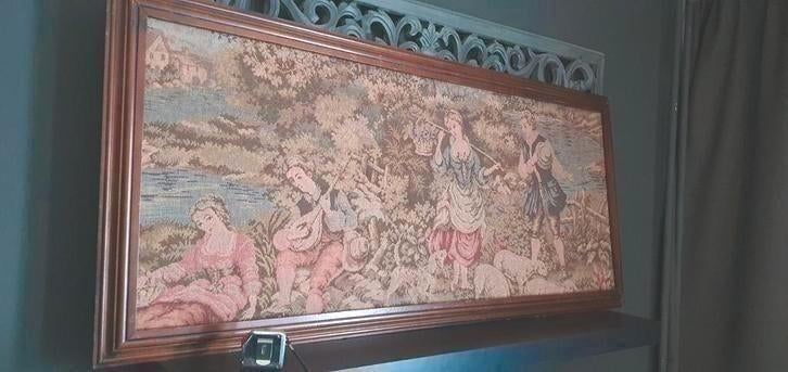 oud frans wandkleed gobelin in lijst, Ophalen of Verzenden