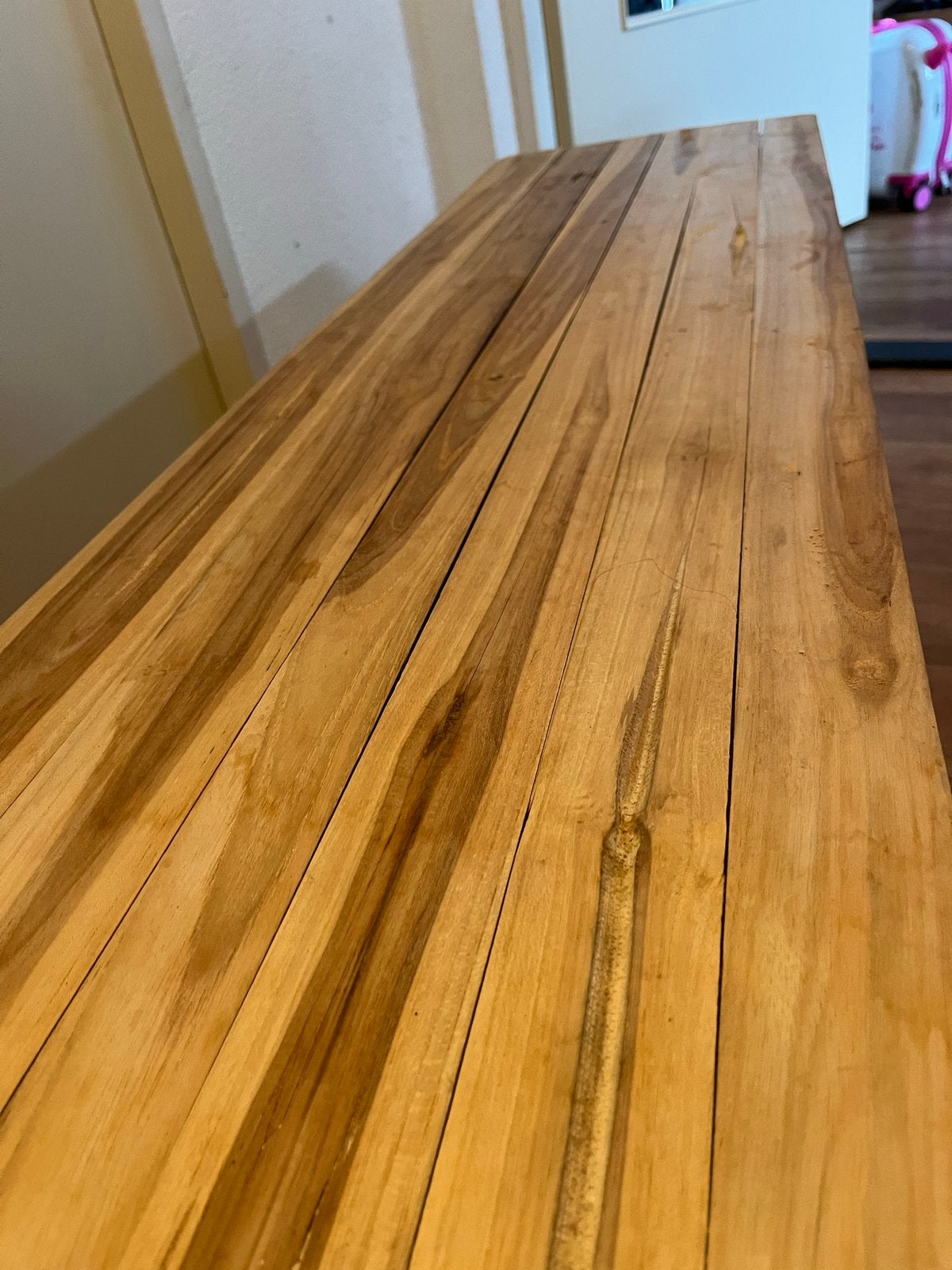 Robuuste houten bank - perfect voor binnen of buiten, Ophalen, Gebruikt, 150 tot 200 cm, Tweepersoons