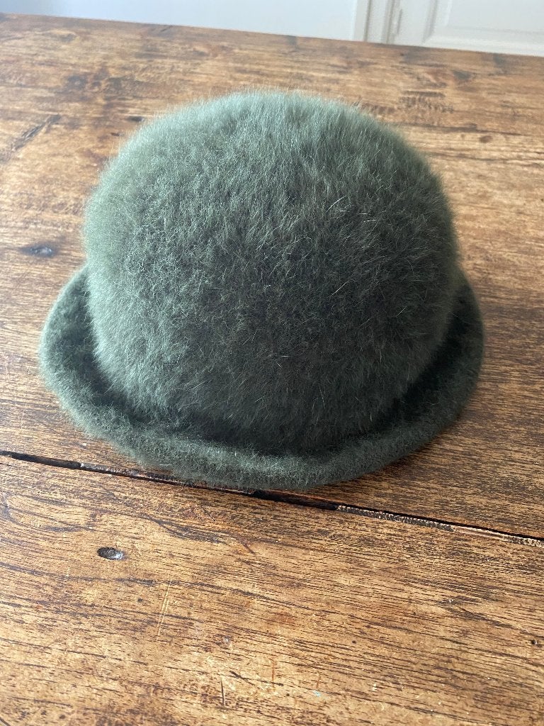 Antiek, brocante bolhoed groen wol, Ophalen of Verzenden