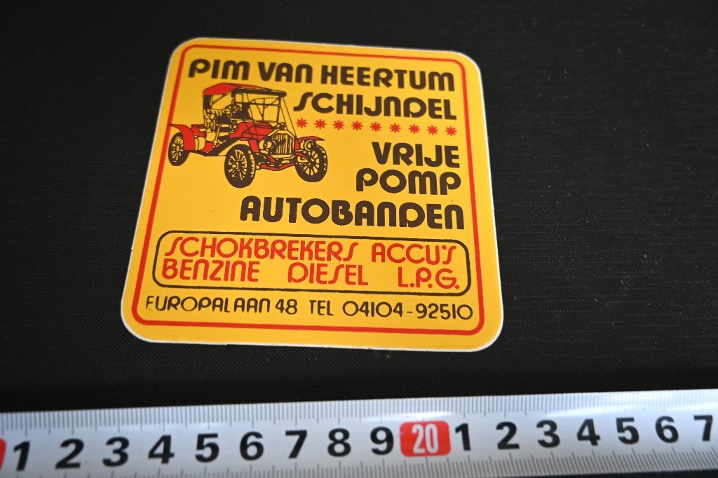sticker Schijndel PIM van HEERTUM Vrije pomp autobanden, Ophalen, Zo goed als nieuw