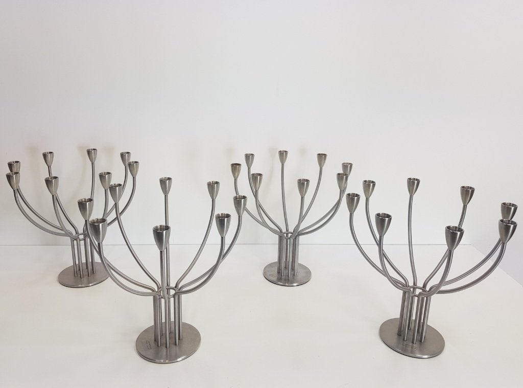 staal Kandelaar K.Hagberg M.Hagberg IKEA 8 armig Zweden, Gebruikt, Ophalen of Verzenden, 33 cm, Metaal