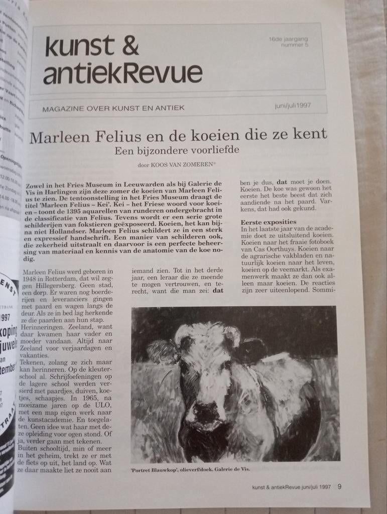 Kunst & AntiekRevue juni/juli 1997 Marleen Felius, Boeken, Ophalen of Verzenden, Gelezen, Overige typen