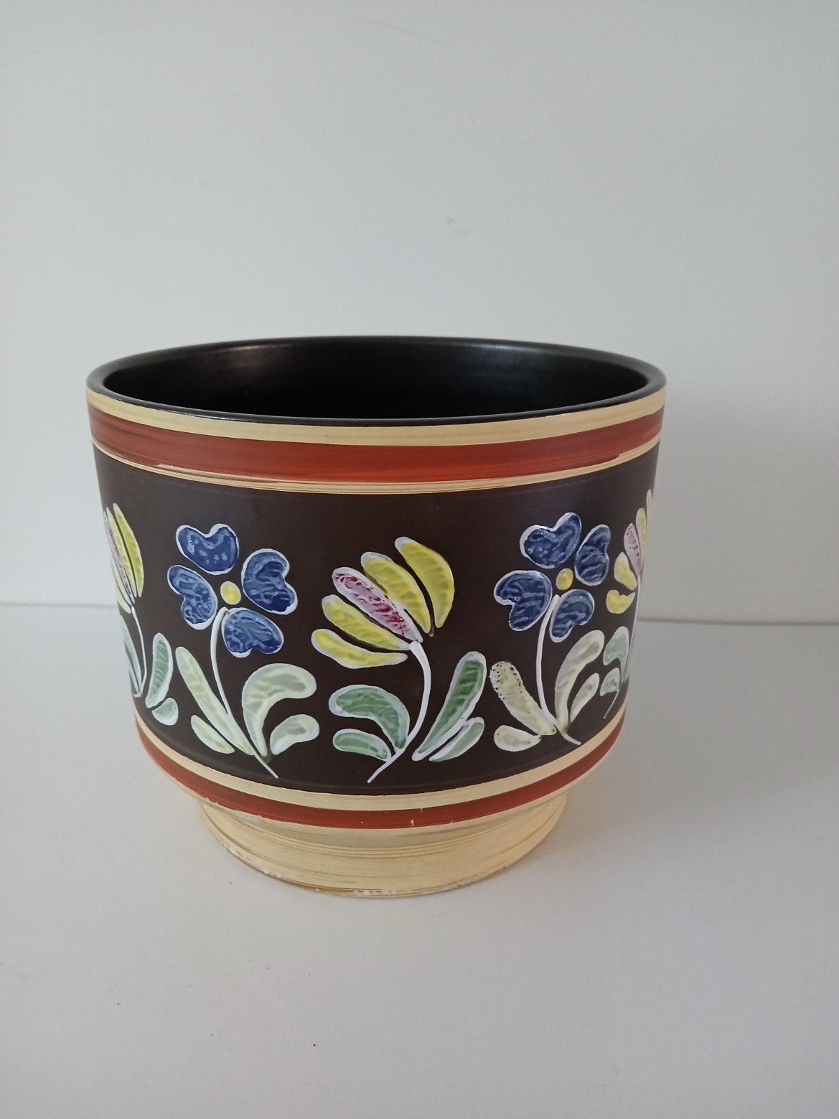 Vintage grote Bloempot West Germany, Rond, Ophalen of Verzenden, Aardewerk, Minder dan 40 cm