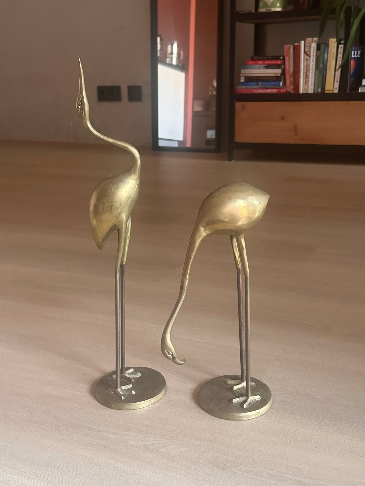 Vintage Messing Kraanvogels Set - 50 cm en 30 cm hoog, Ophalen