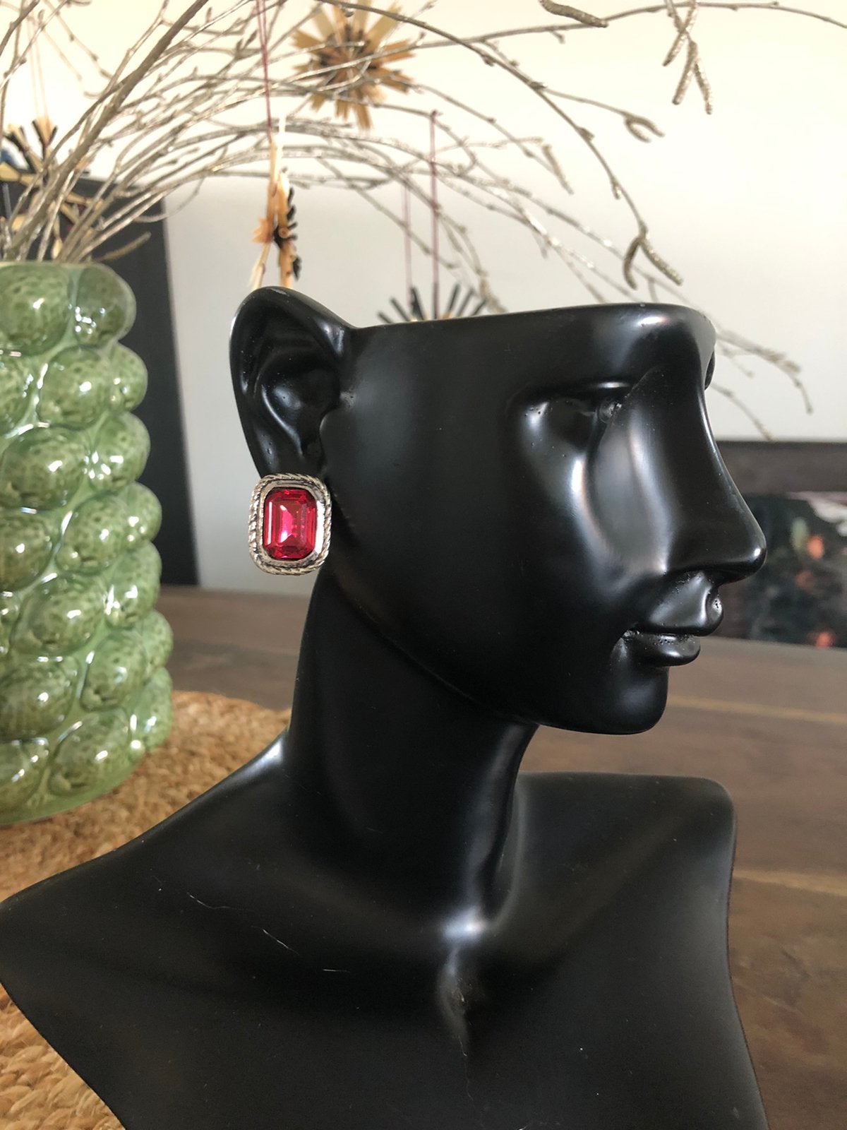 💝 Vintage oorbellen COSTUME JEWELRY roze rood, Sieraden, Tassen en Uiterlijk, Ophalen of Verzenden, Rood, Overige materialen