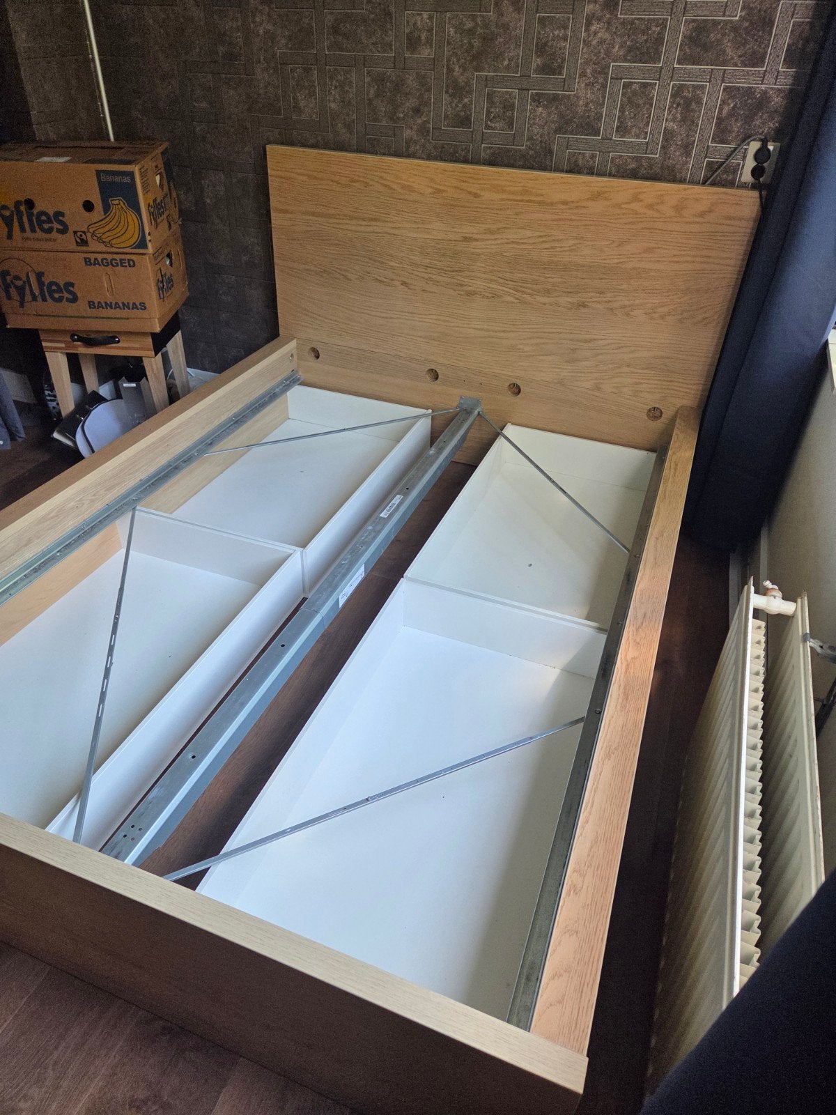 IKEA Malm bed met lades, 140x200 cm, eikenfineer, Ophalen, Gebruikt, Overige kleuren, Tweepersoons
