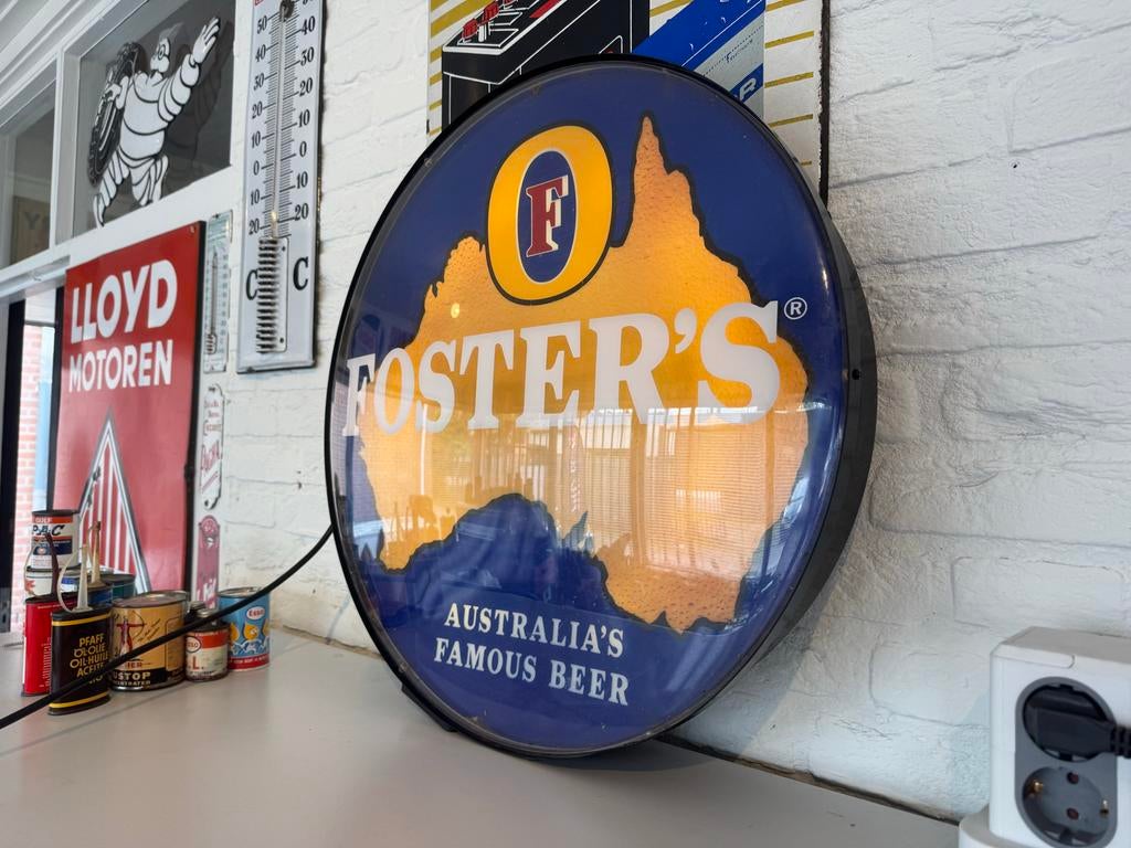 Vintage Foster's Beer Lichtbak - Australisch Reclamebord, Verzamelen, Ophalen, Gebruikt, ., Lichtbak of (neon) lamp