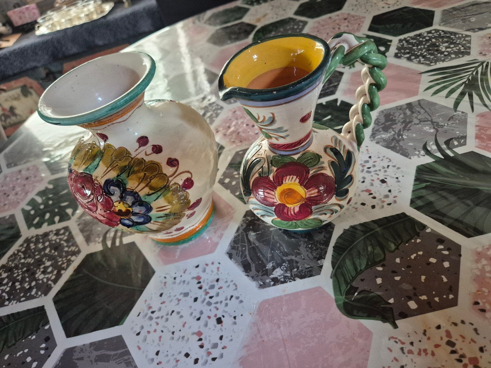 Vintage Italiaans Majolica Keramiek – Vaas & Kruik, Ophalen of Verzenden