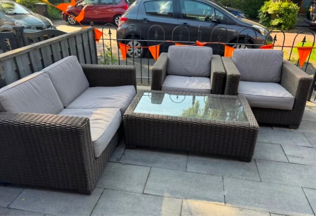 prachtige Loungeset, Tuin en Terras, Ophalen, 4 zitplaatsen, Loungeset, Wicker