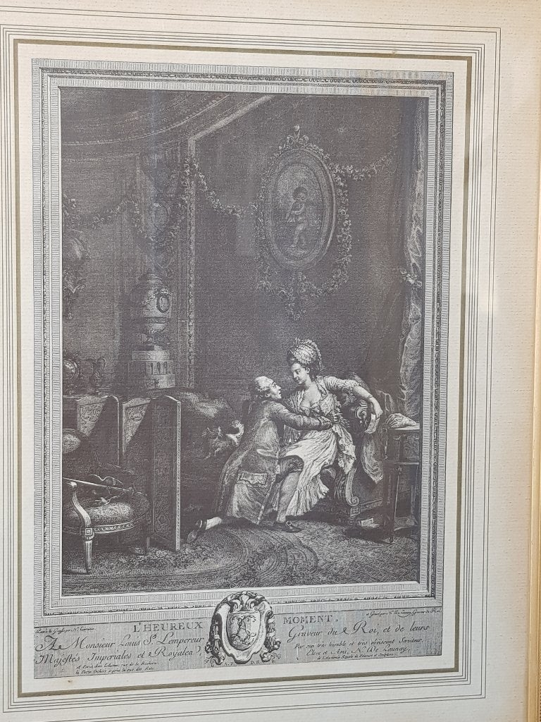 Prachtige originele antieke ingelijste ets uit Frankrijk., Dagelijks leven, 1800 - 1899, Ets, Ophalen of Verzenden