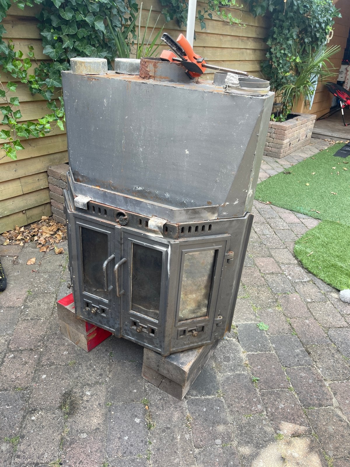Barbas dubbelwandige kwaliteits houtkachel / allesbrander, Ophalen, Gebruikt, Vrijstaande haard, Houthaard