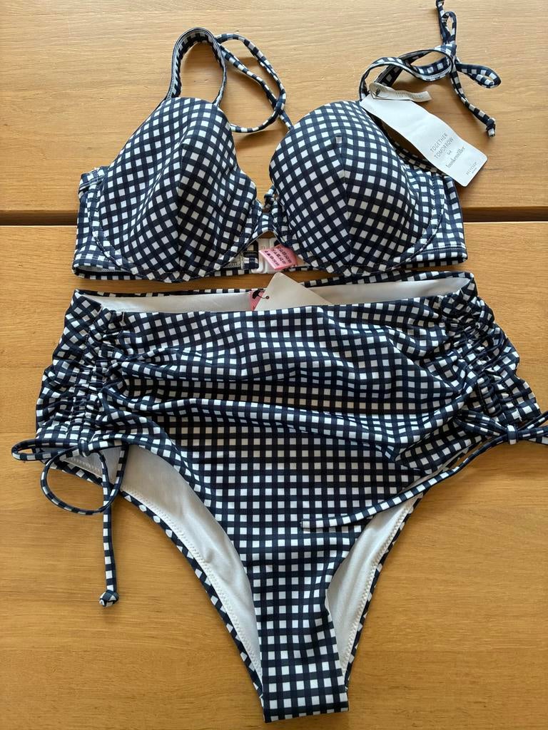 Hunkemöller Bikini 75E/L - Nieuw Blauw Wit Ruitje, Ophalen of Verzenden, Zo goed als nieuw, Blauw, Bikini