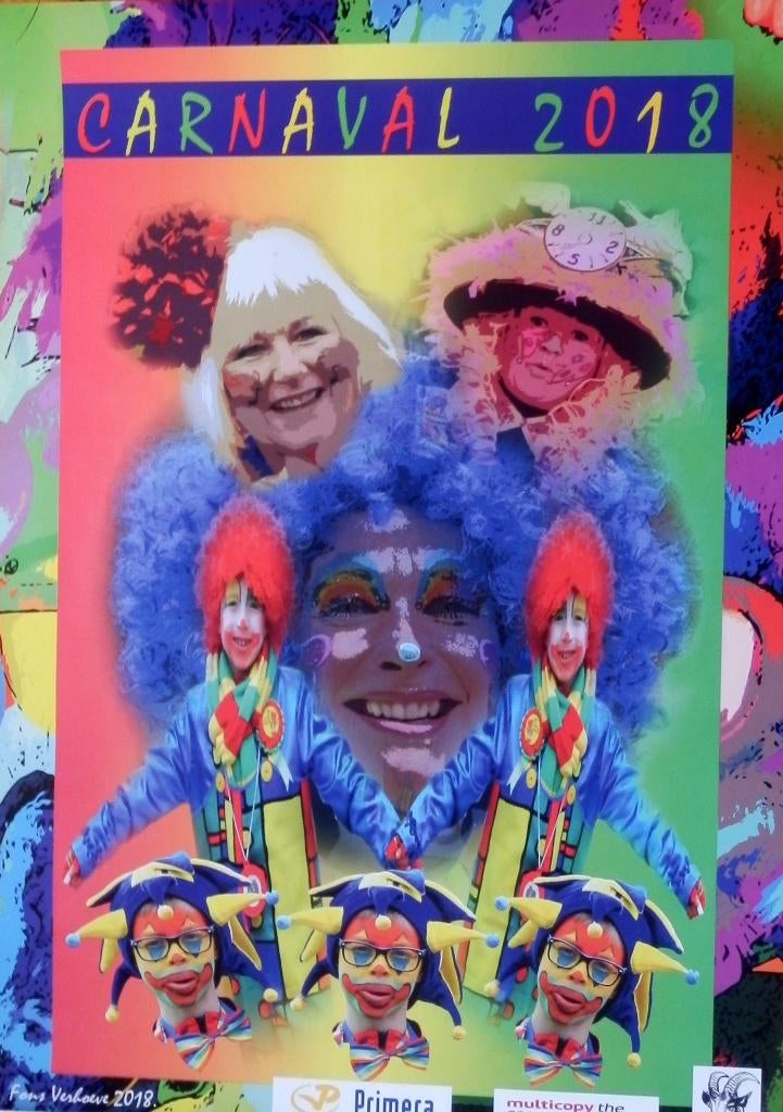 Al1108 poster carnaval 2018 - Stein - Limburg- Fons Verhoeve, Ophalen of Verzenden, Zo goed als nieuw, A1 t/m A3, Film en Tv