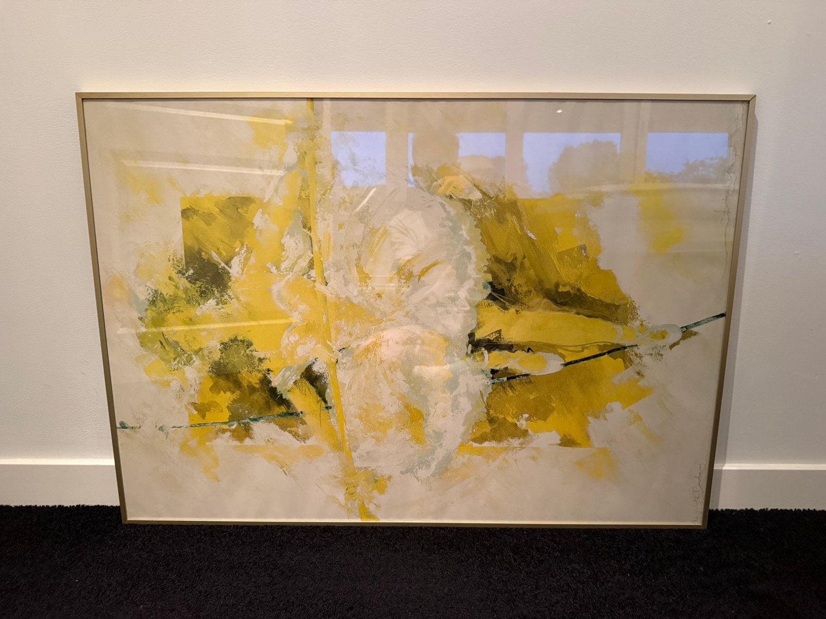 Schilderij geel 110x72, Antiek en Kunst, Kunst | Schilderijen | Abstract, Ophalen