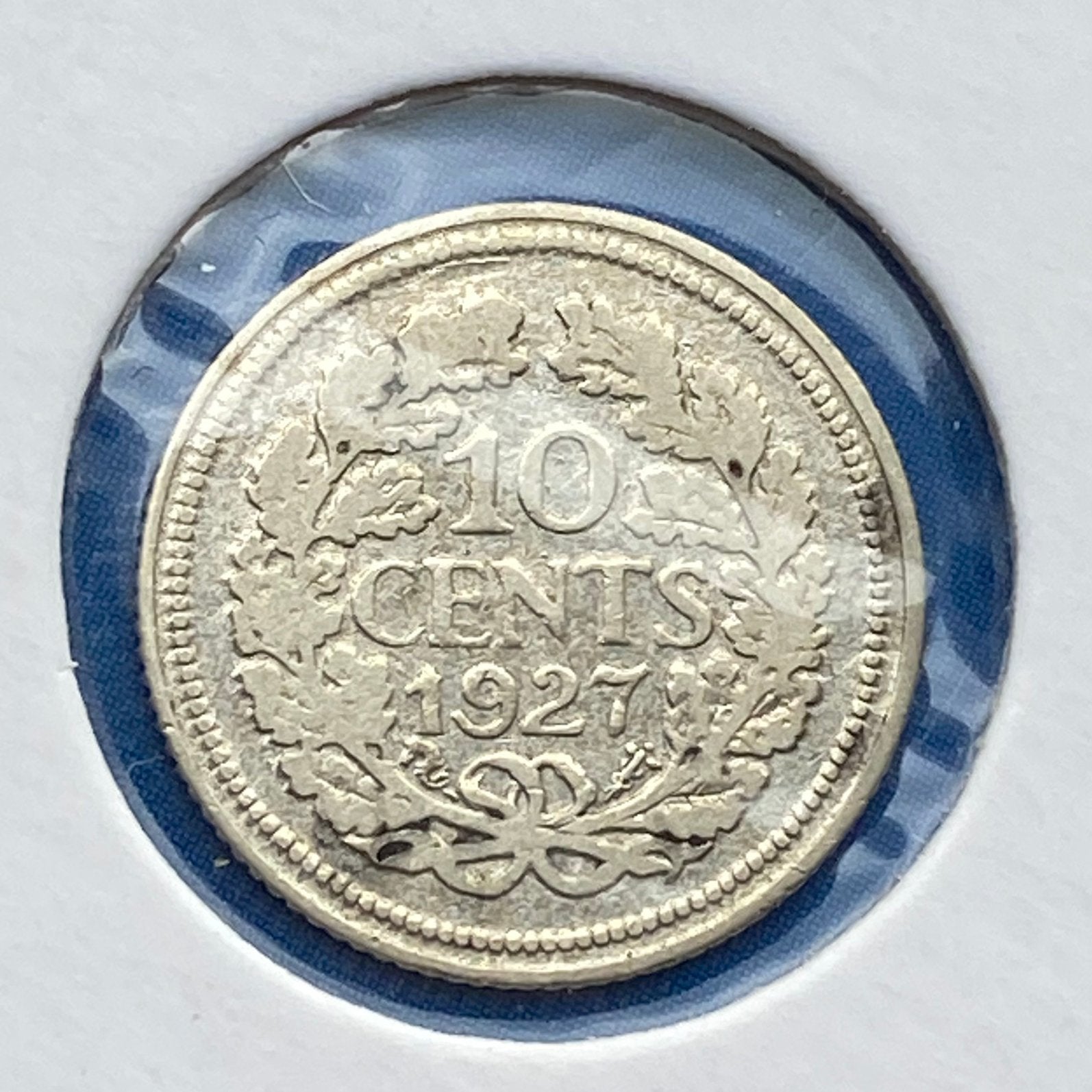 10 Cent / Dubbeltje uit 1927 van Wilhelmina, Postzegels en Munten, Munten | Nederland, Verzenden, Zilver, 10 cent, Koningin Wilhelmina