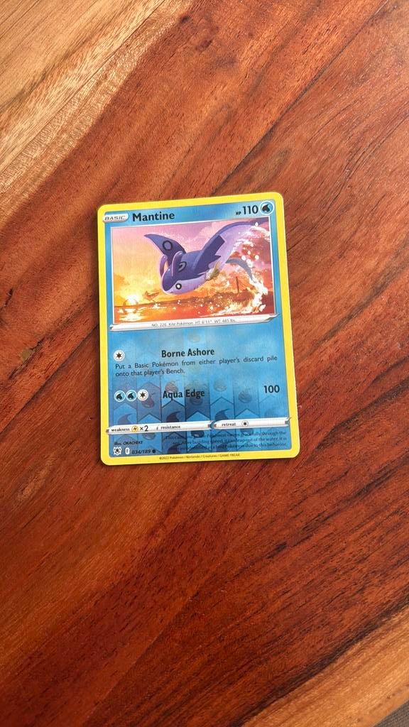 Mantine 034/189 Reverse Holo, Hobby en Vrije tijd, Verzamelkaartspellen | Pokémon, Verzenden, Zo goed als nieuw, Losse kaart