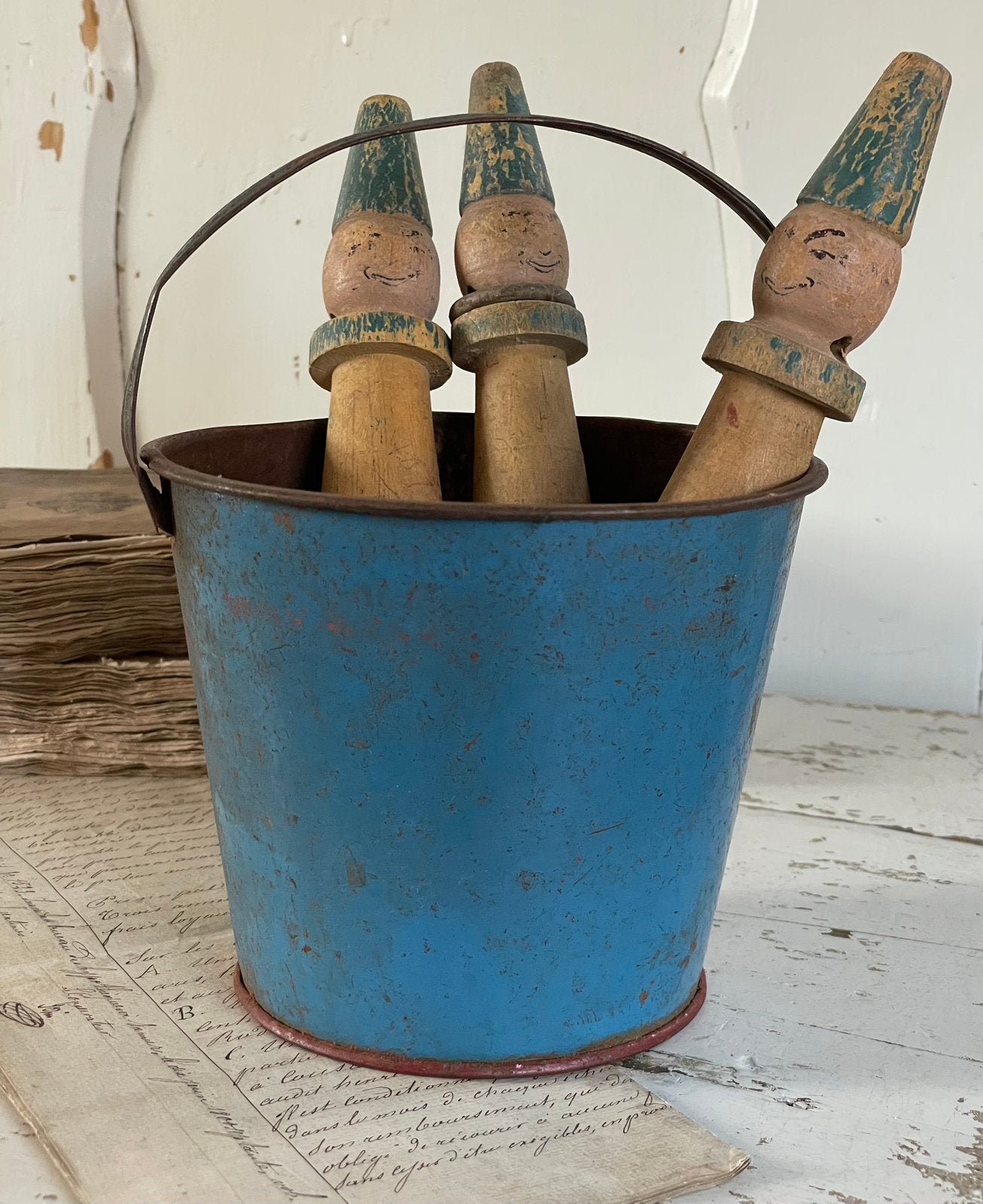 Brocante oud blikken kinder emmertje, Ophalen of Verzenden