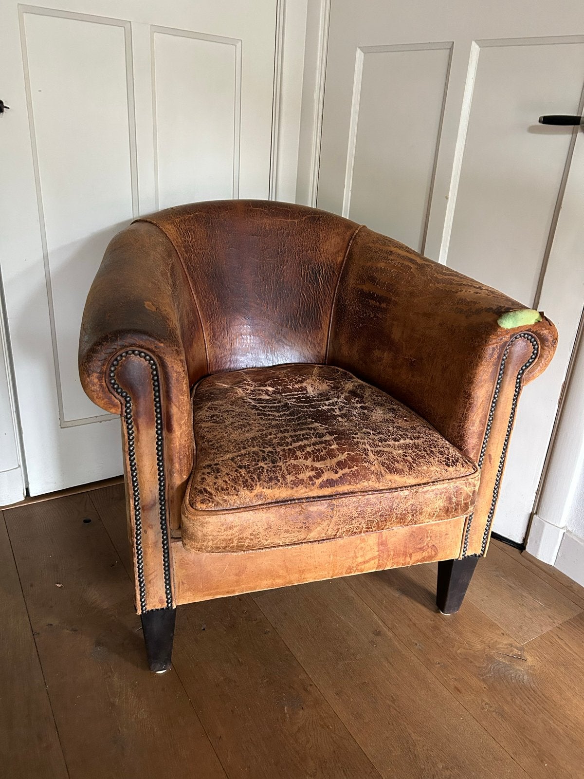 Vintage Leren stoel Clubfauteuil - Cognac Kleur, Ophalen